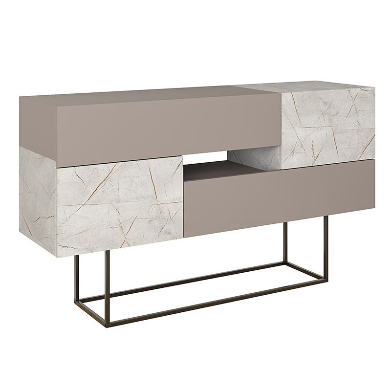Artekko Artekko Eros Mocha Μπουφές MDF/Μέταλλο Γκρι/Λευκό (145x40x82)cm 783-0120