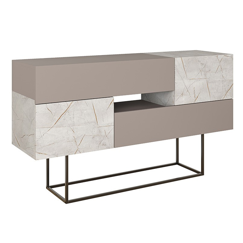 Artekko Artekko Eros Mocha Μπουφές MDF/Μέταλλο Γκρι/Λευκό (145x40x82)cm 783-0120