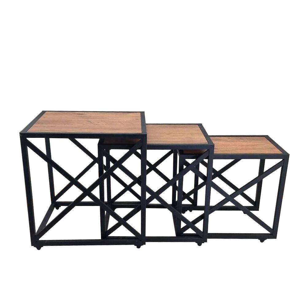 Artekko Artekko Tuta Τραπεζάκια Βοηθητικά Ζιγκόν MDF Μέταλλο (45x50x50)cm (39x48x48)cm (33x46x42)cm Σετ/3 783-0134
