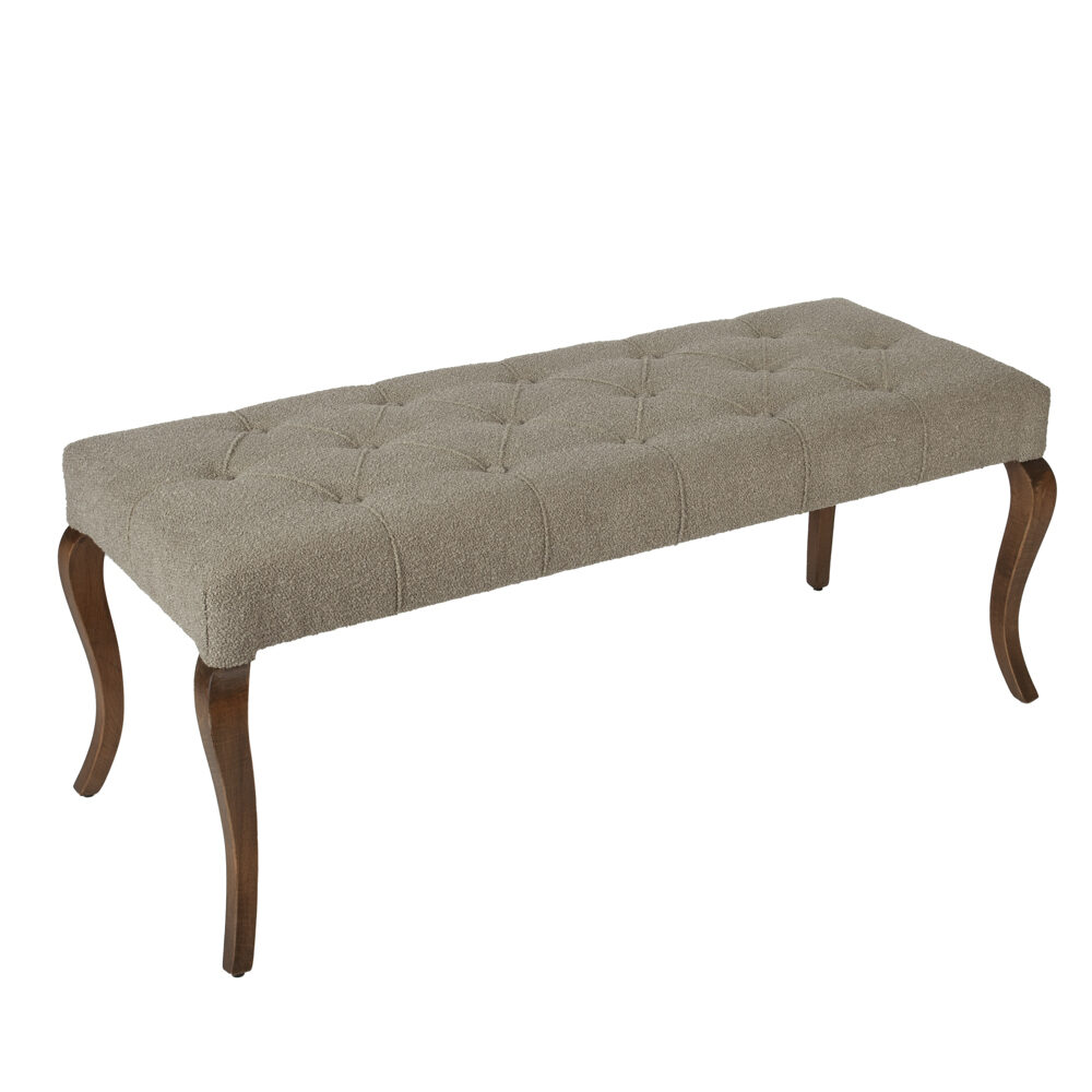 Artekko Artekko Bench Καφέ Ταμπουρέ με Μπουκλέ Ύφασμα (120x47x48)cm 783-1234