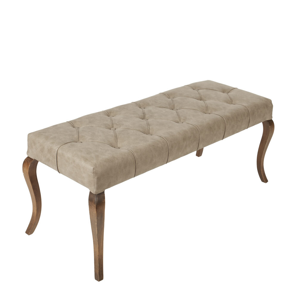 Artekko Artekko Bench Μπεζ Ταμπουρέ με Τεχνόδερμα (120x47x48)cm 783-1235