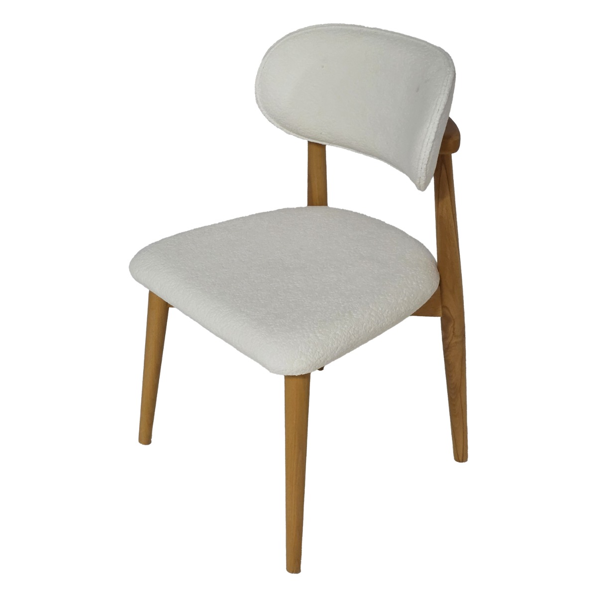 Artekko Artekko Bomonti Λευκή Καρέκλα με Μπουκλέ Ύφασμα (50x50x85)cm 783-1242