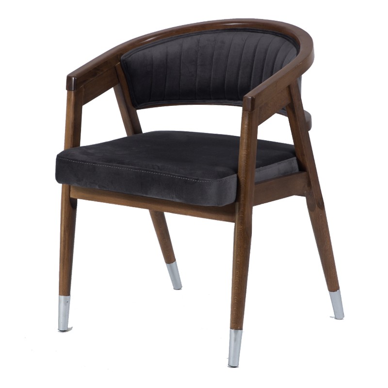 Artekko Artekko Καρέκλα SILVA FABRIC καρυδί ξύλο με μαύρο ύφασμα (50x50x70)cm 783-1506