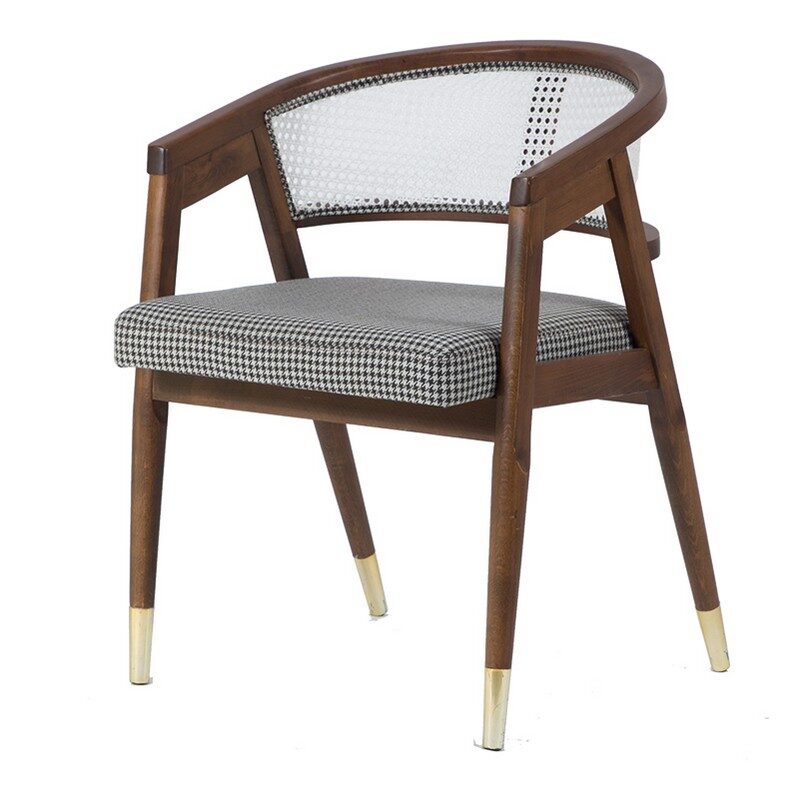 Artekko Artekko Καρέκλα SILVA RATTAN καρυδί ξύλο ύφασμα (50x50x70)cm 783-1507