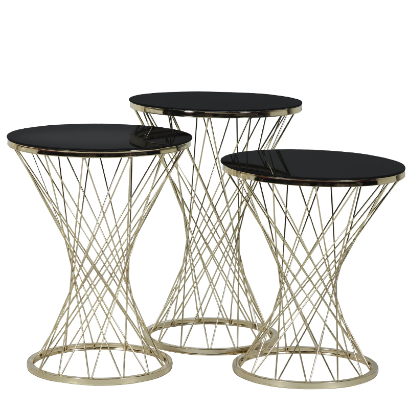 Artekko Artekko Creuk Μεταλλικά Τραπεζάκια Ζιγκόν 3pcs (42x42x65)cm 783-2512