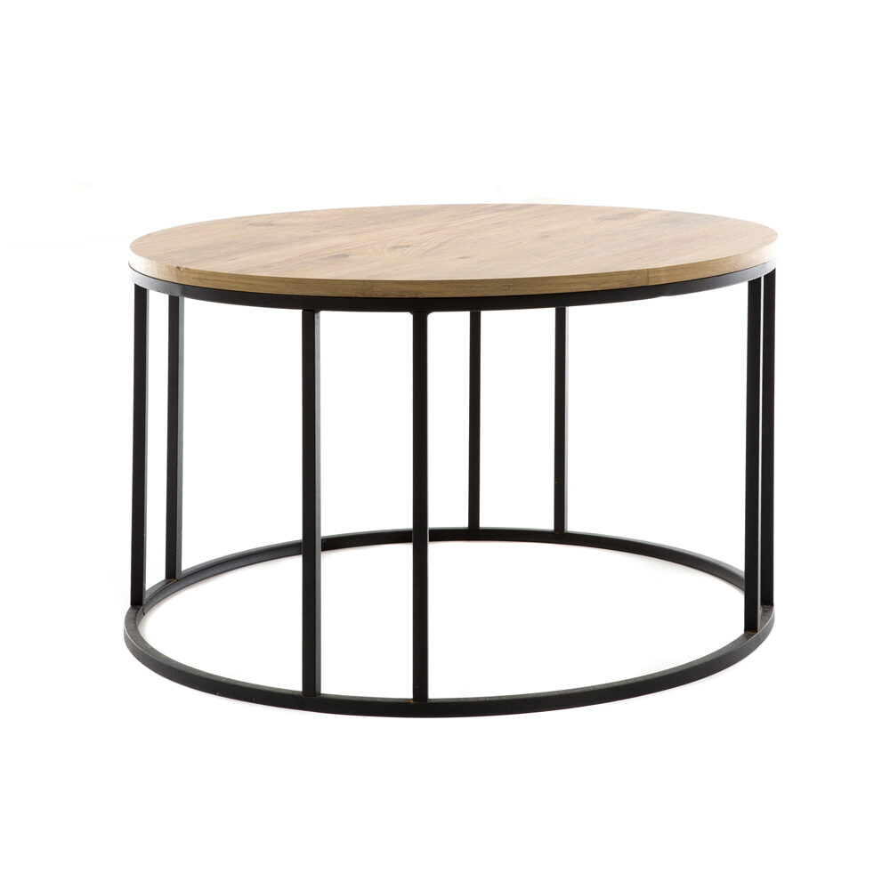 Artekko Artekko Τραπέζι σαλονιού μεταλλικό Μαύρο Φ75x45 με Ξύλινο καπάκι 783-2537