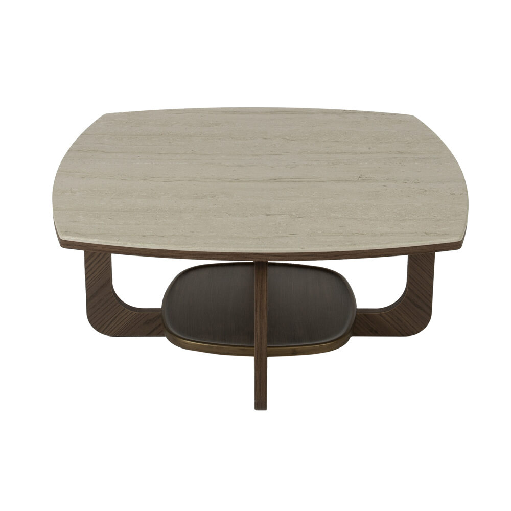 Artekko Artekko Stone Καφέ Τραπέζι Σαλονιού MDF με Όψη Πέτρας στην Επιφάνεια (90x90x42)cm 783-6407