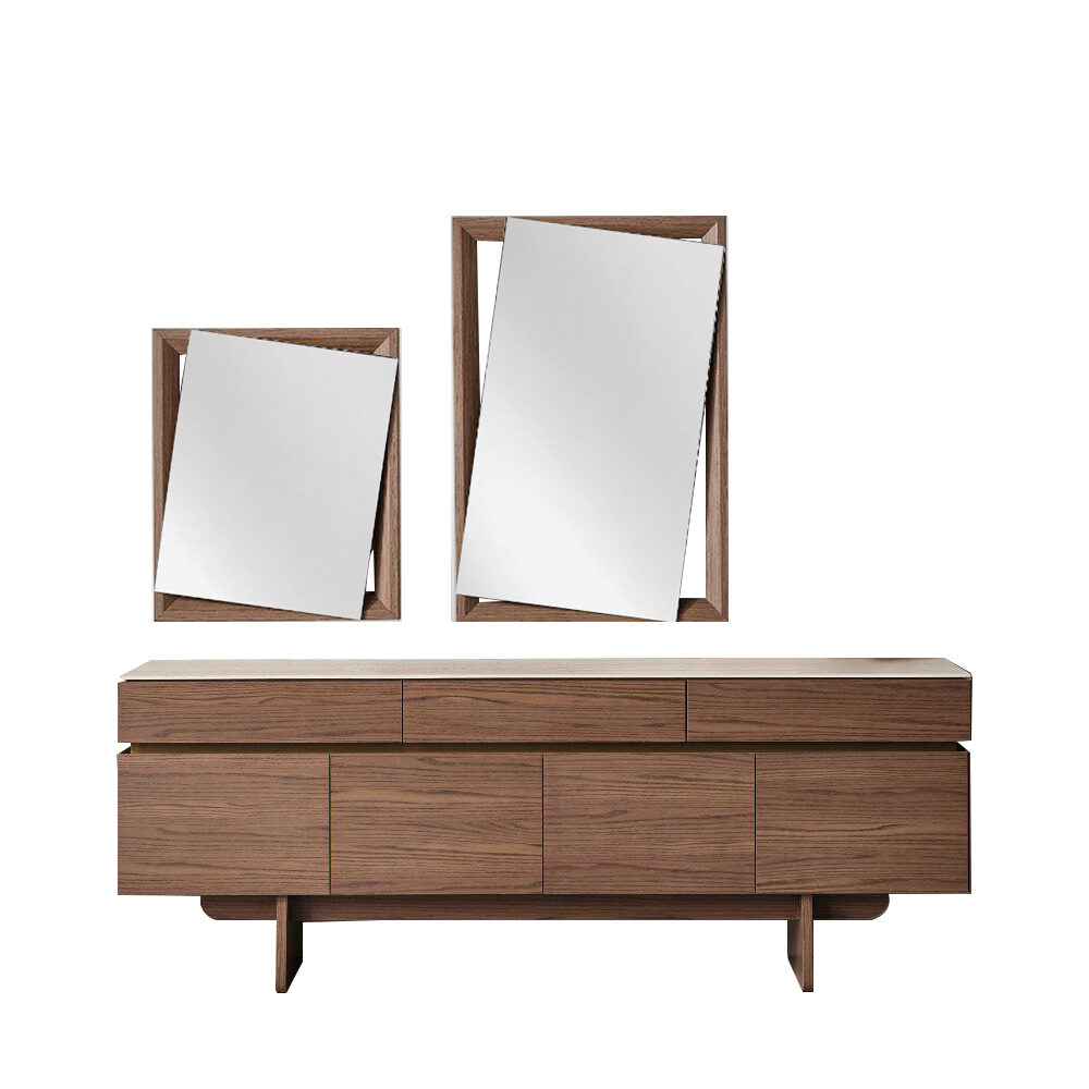 Artekko Artekko Stone Καφέ Μπουφές MDF με Όψη Πέτρας στην Επιφάνεια (210x48x79)cm με 2 Καθρέπτες (90x90x5)cm (60x50x5)cm 3pcs 783-6409
