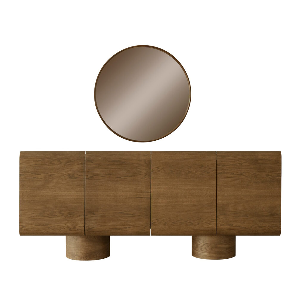 Artekko Artekko Asos Καφέ Μπουφές MDF (200x45x87)cm με Καθρέπτη (81x81x5)cm 2pcs 783-6500