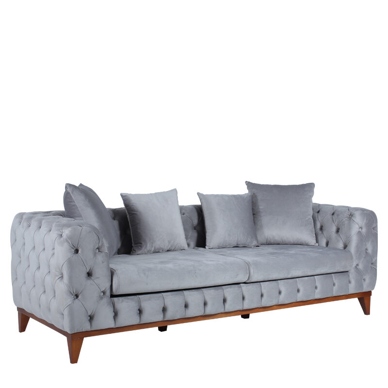 Artekko Artekko Chauze Καναπές Τριθέσιος με Ξύλινα Πόδια (225x92x68)cm 783-7084