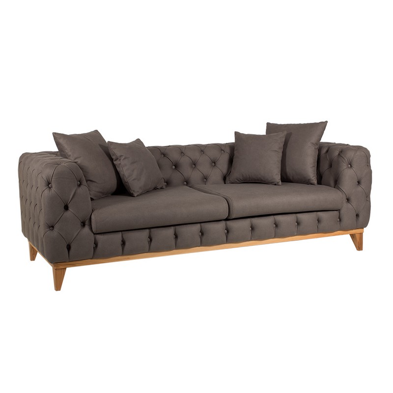 Artekko Artekko Καναπές τριθέσιος JAGUAR 225x92x68 ύφασμα VENA 07 με ξύλινα πόδια 783-7144