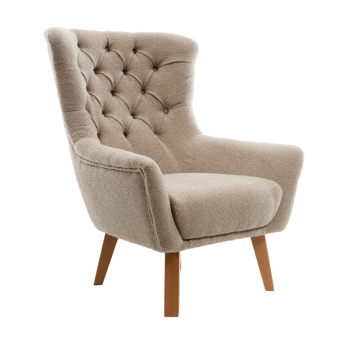 Artekko Artekko Zumrut Μπερζέρα Υφασμάτινη Καφέ με Ξύλινα Πόδια (80x90x100)cm 783-7182