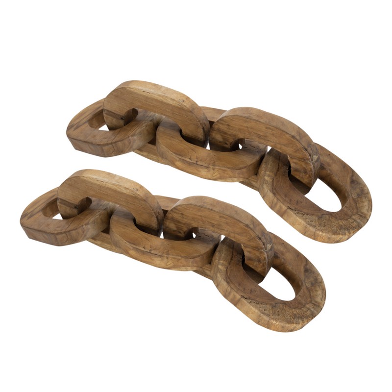 Artekko Artekko Woody Διακοσμητικές Αλυσίδες από Ξύλο Teak σε Φυσική Απόχρωση (20x20x25)cm 2pcs 78343