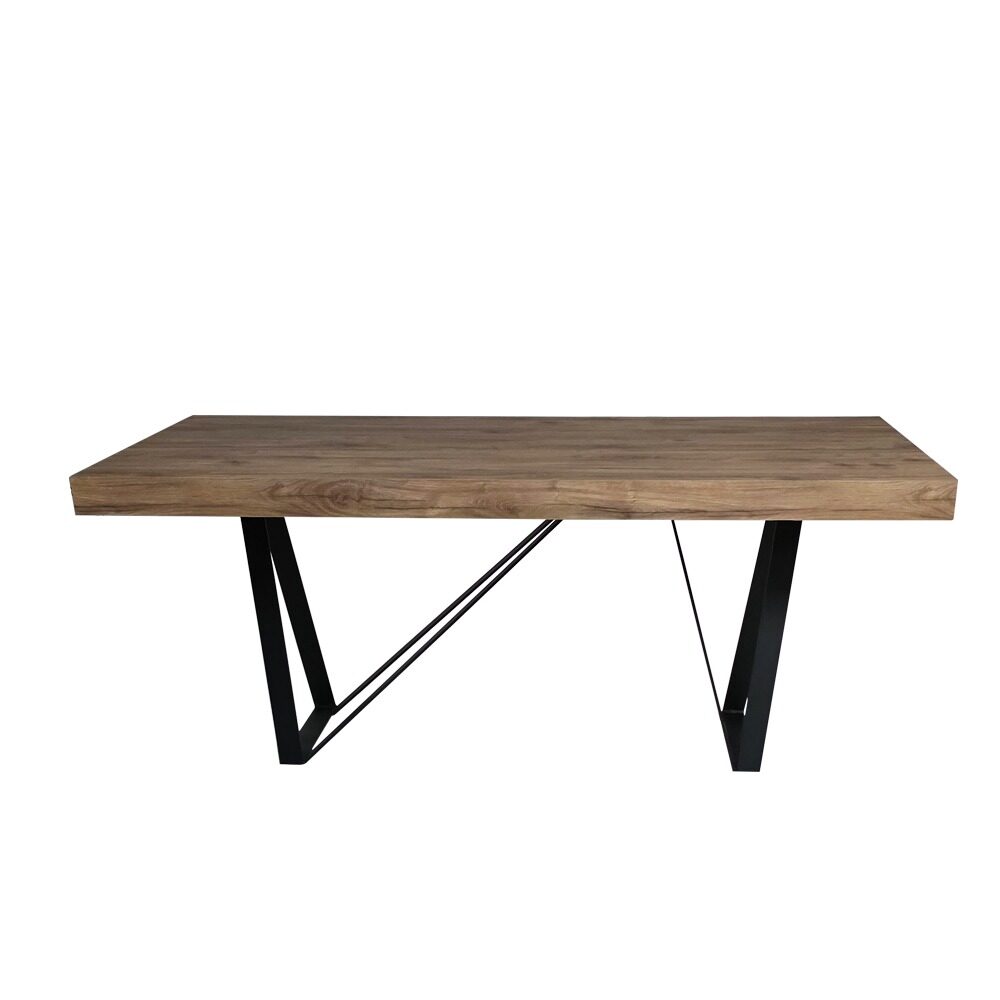 Artekko Artekko Julian Καφέ Τραπεζι MDF με Μαύρα Μεταλλικά Πόδια (180x90x73)cm 784-2019
