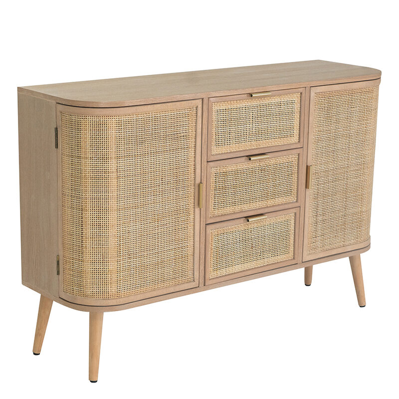 Artekko Artekko Cons MDF Μπουφές με Ψάθα σε Φυσική Απόχρωση (119x40x81)cm 78423-NATU