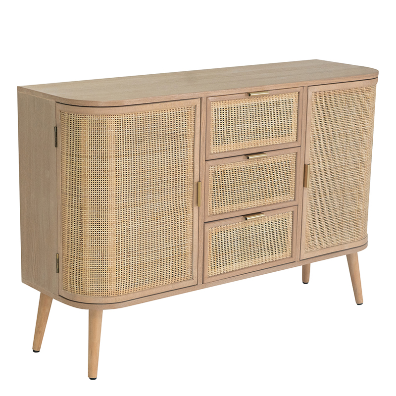 Artekko Artekko Cons MDF Μπουφές με Ψάθα σε Φυσική Απόχρωση (119x40x81)cm 78423-NATU