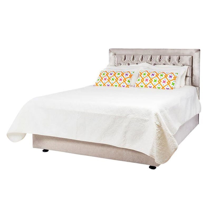 Artekko Artekko Laom Κρεβατι Ύφασμα Καπιτονέ Μπέζ 150Χ200 (210x150x128)cm 785-1014