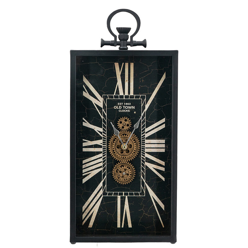 Artekko Artekko Clock Μαύρο Μεταλλικό Επιτραπέζιο Ρολόι με Μηχανισμό (25x8x53)cm 78664-DS