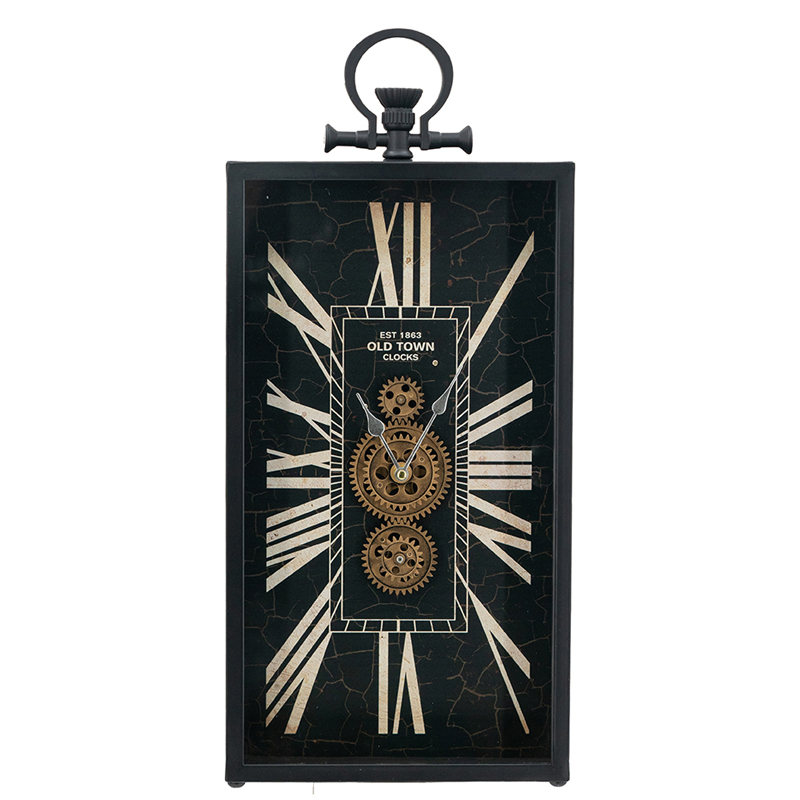 Artekko Artekko Clock Μαύρο Μεταλλικό Επιτραπέζιο Ρολόι με Μηχανισμό (25x8x53)cm 78664-DS