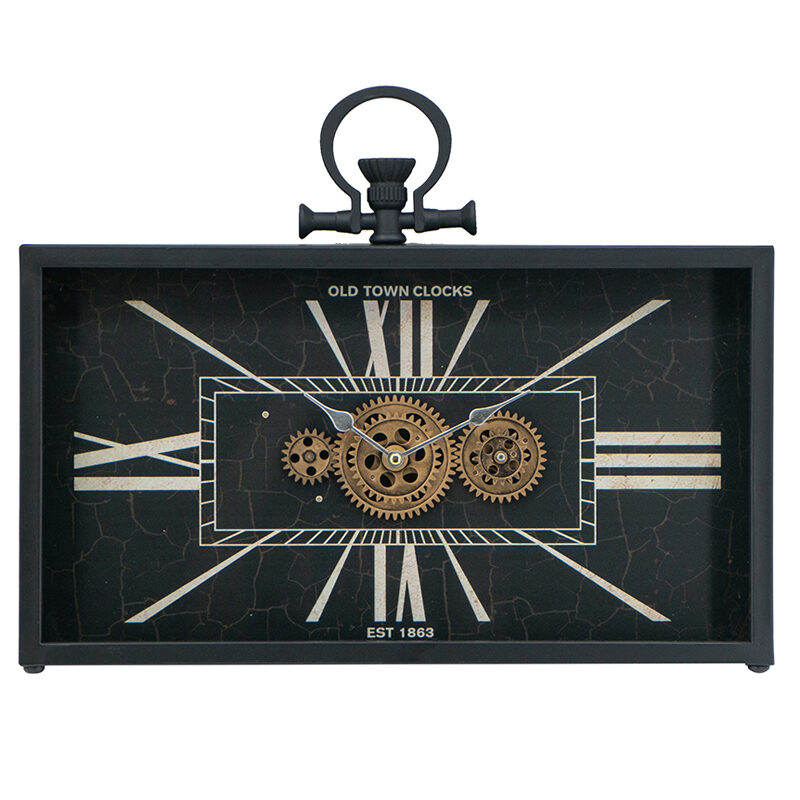 Artekko Artekko Clock Μαύρο Μεταλλικό Επιτραπέζιο Ρολόι με Μηχανισμό (45x8x33)cm 78665-DS