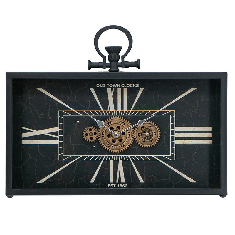 Artekko Artekko Clock Μαύρο Μεταλλικό Επιτραπέζιο Ρολόι με Μηχανισμό (45x8x33)cm 78665-DS
