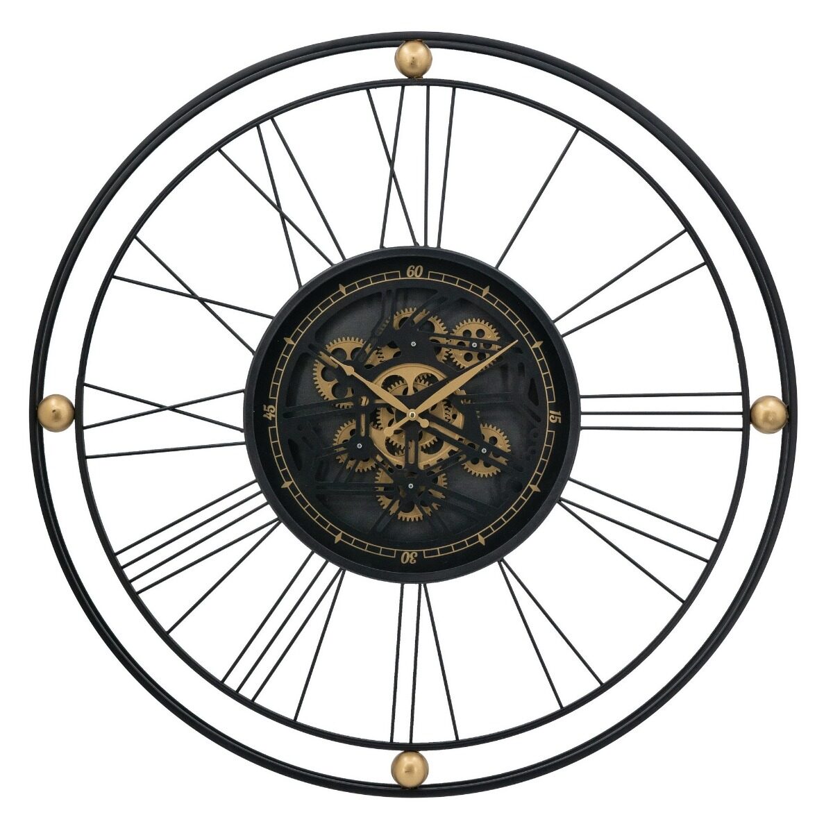 Artekko Artekko Clock Μαύρο Μεταλλικό Ρολόι Τοίχου με Μηχανισμό (80x80x8)cm 78666-DS