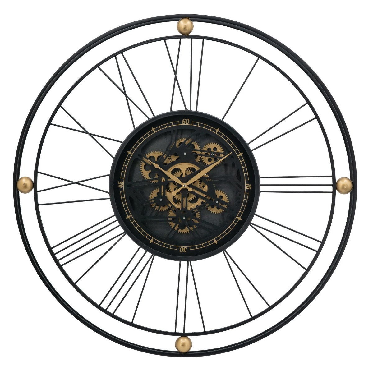 Artekko Artekko Clock Μαύρο Μεταλλικό Ρολόι Τοίχου με Μηχανισμό (80x80x8)cm 78666-DS