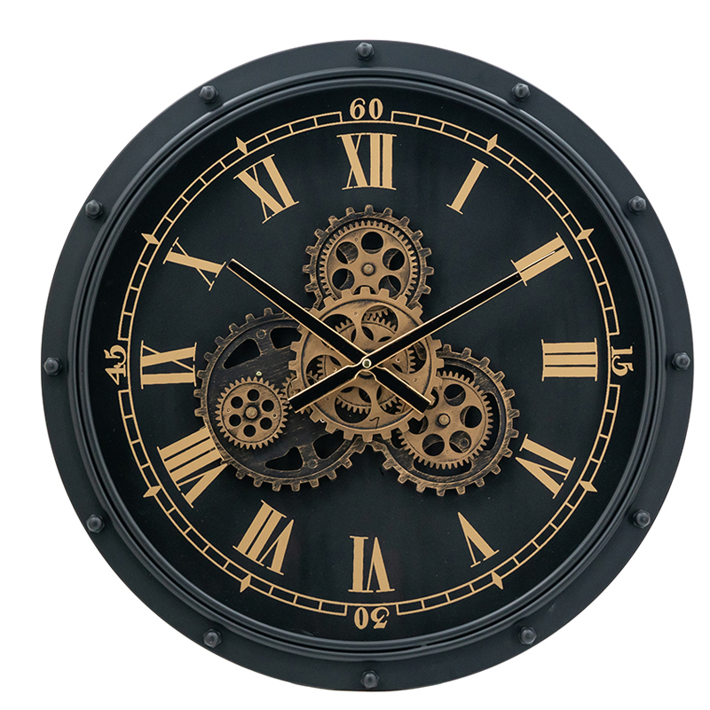 Artekko Artekko Clock Μαύρο Μεταλλικό Ρολόι Τοίχου με Μηχανισμό (50x50x9)cm 78669-DS