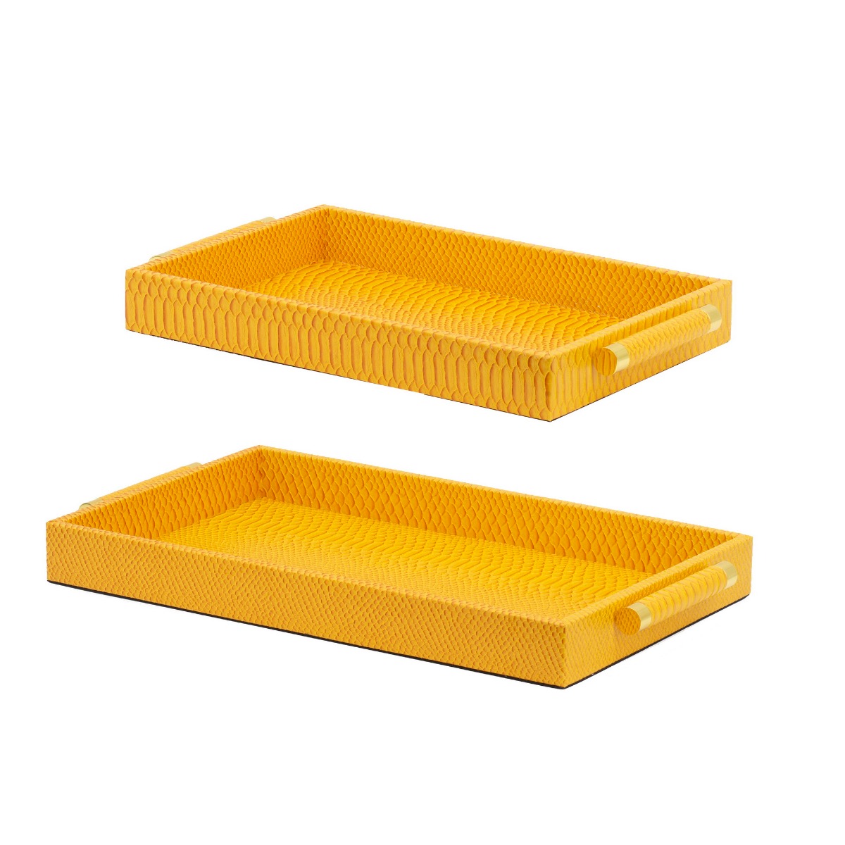 Artekko Artekko Lisa Κίτρινοι Διακοσμητικοί Δίσκοι MDF με Τεχνόδερμα (55x32x5)cm 2pcs 78729