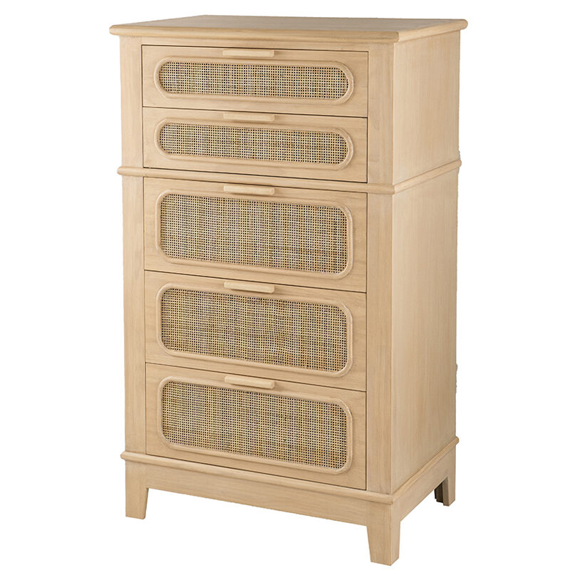 Artekko Artekko Cons MDF Συρταριέρα με Ψάθα σε Φυσική Απόχρωση (73.5x46x117)cm 79138-NATU