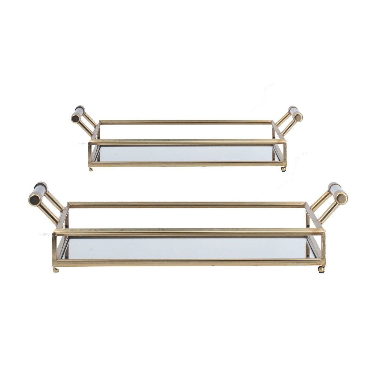 Artekko Artekko Tray Διακοσμητικός Δίσκος με Καθρέπτη Μέταλλο Γυαλί Χρυσό (56x31x12.5)cm Σετ/2 82202-DS