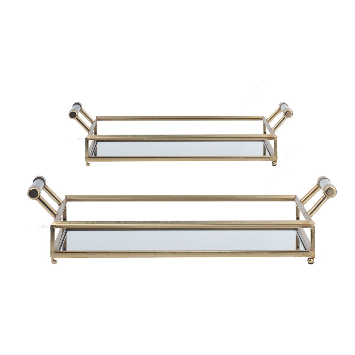 Artekko Artekko Tray Διακοσμητικός Δίσκος με Καθρέπτη Μέταλλο Γυαλί Χρυσό (56x31x12.5)cm Σετ/2 82202-DS