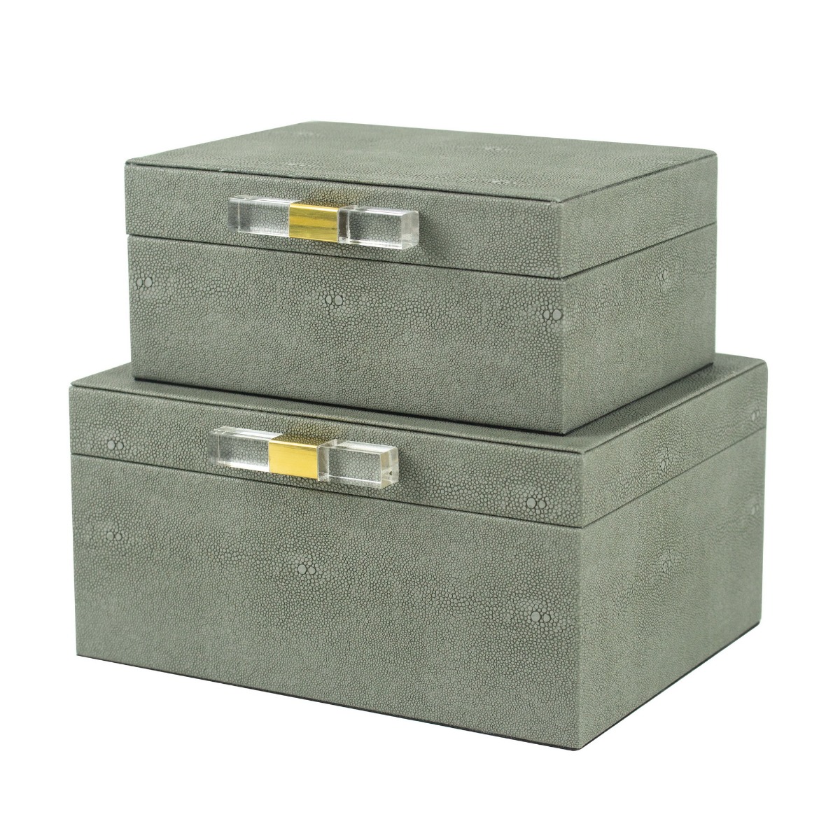 Artekko Artekko Lisa MDF Διακοσμητικά Κουτιά Κοσμηματοθήκες με Γκρι Τεχνόδερμα (27.5x23x13.5)cm 2pcs 82469