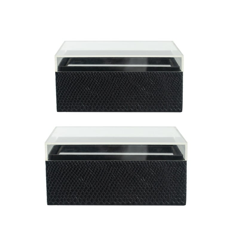 Artekko Artekko Lisa MDF Διακοσμητικά Κουτιά Κοσμηματοθήκες με Μαύρο Τεχνόδερμα και Διάφανο Ακρυλικό Καπάκι (26x20x12)cm 2pcs 82503