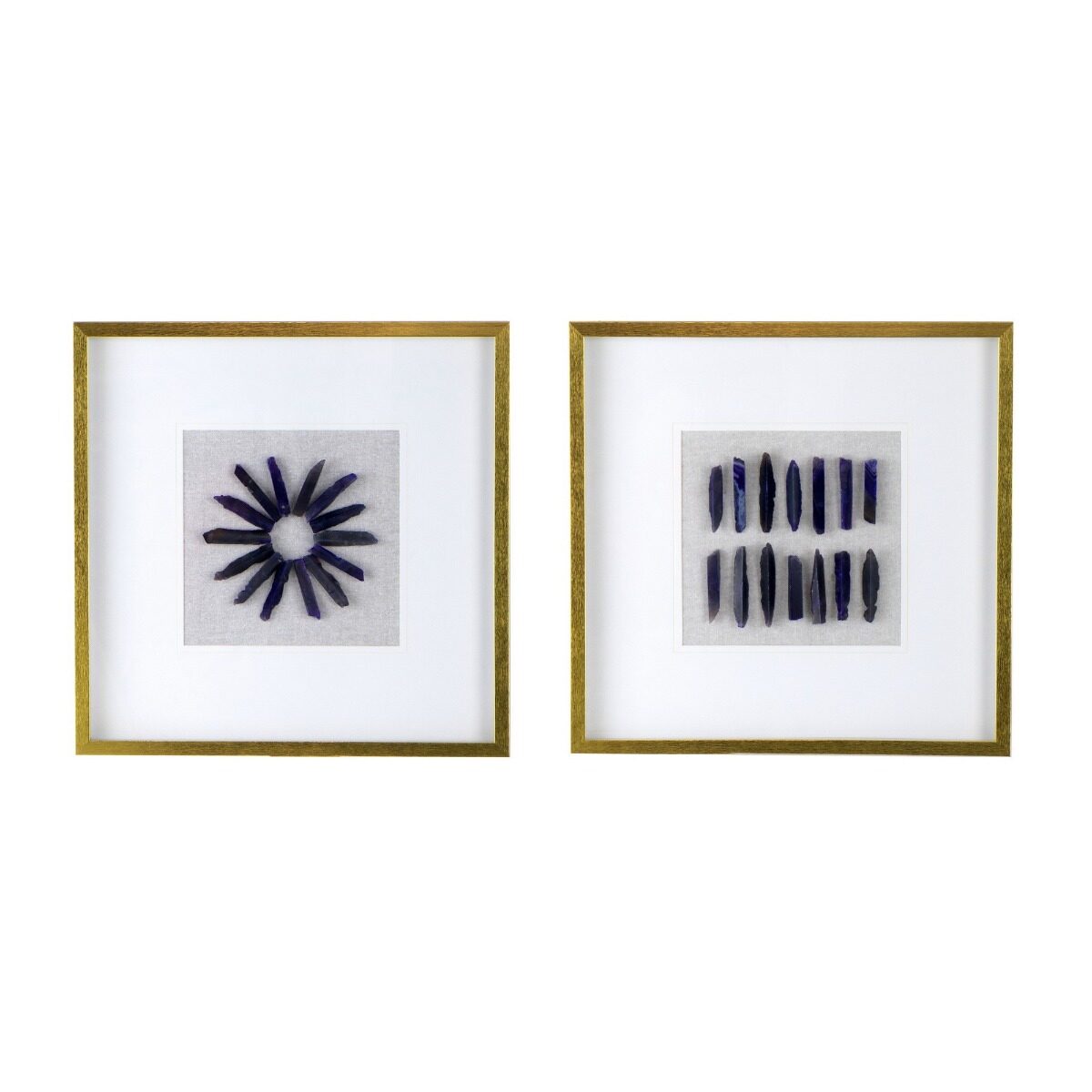 Artekko Artekko Mosaic Πίνακες με Διακοσμητικό Μοβ Αχάτη σε Χρυσή Κορνίζα (60x60x3)cm 2pcs 82765