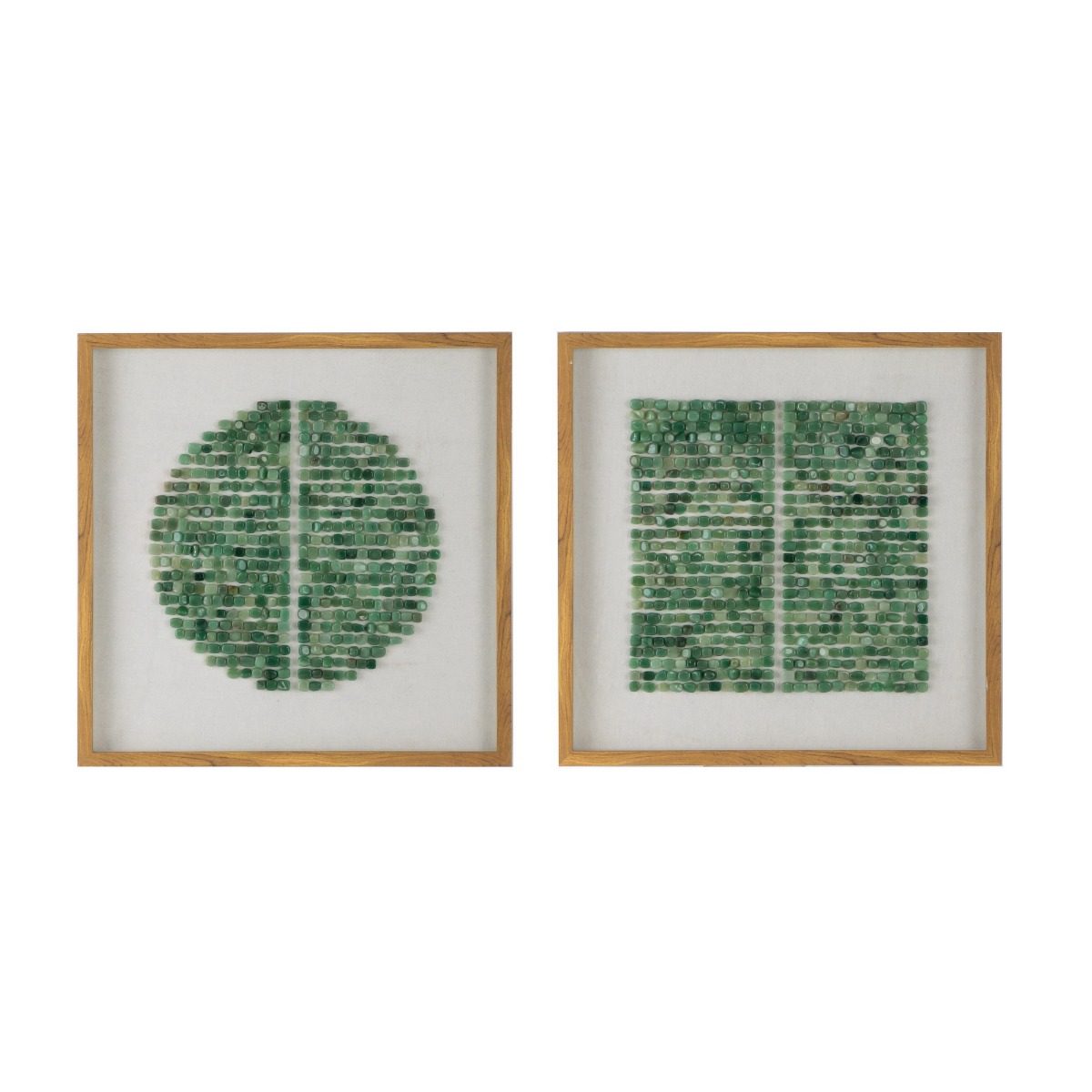 Artekko Artekko Mosaic Πίνακες με Διακοσμητικές Πράσινες Πέτρες σε Ξύλινη Κορνίζα (60x60x3)cm 2pcs 82769