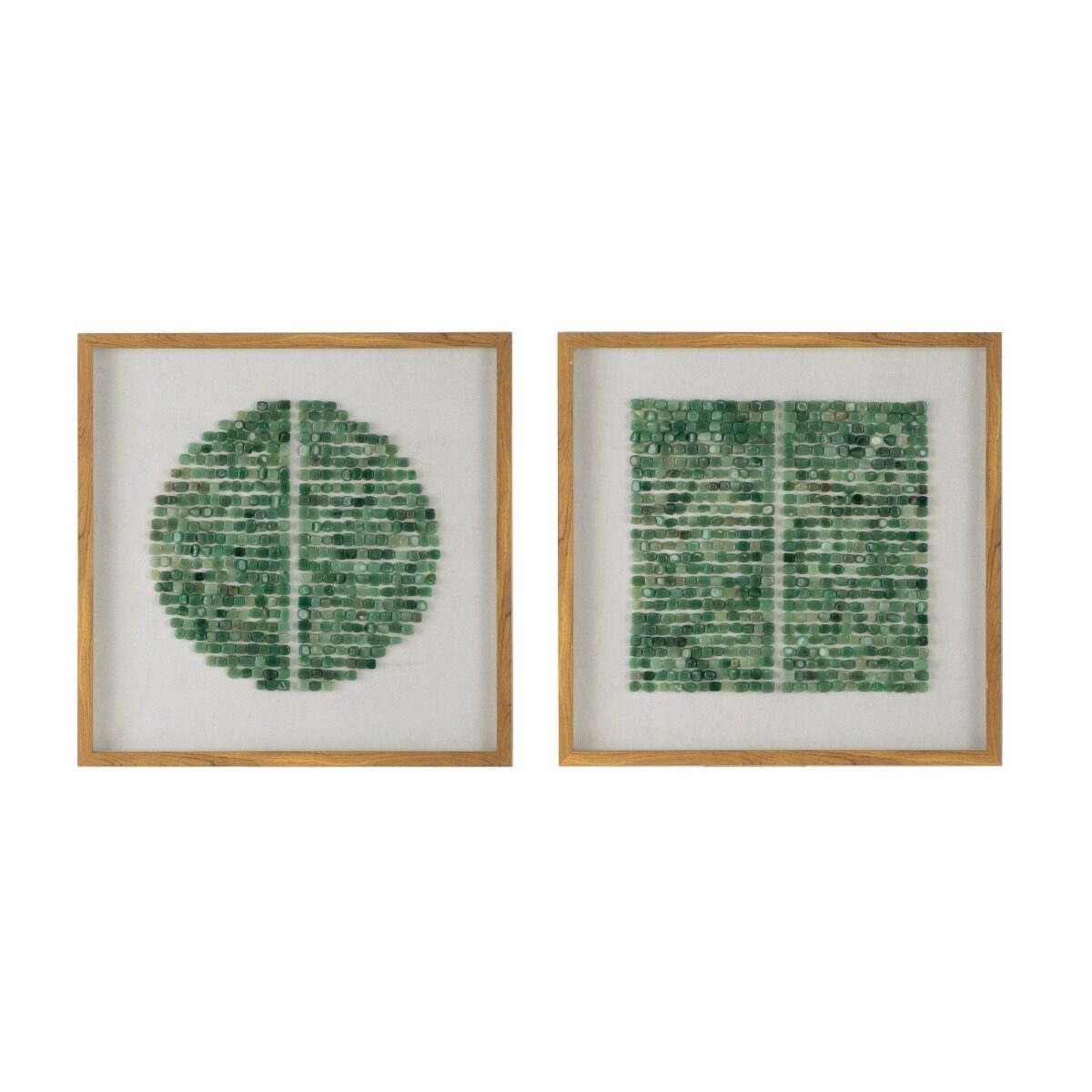 Artekko Artekko Mosaic Πίνακες με Διακοσμητικές Πράσινες Πέτρες σε Ξύλινη Κορνίζα (60x60x3)cm 2pcs 82769