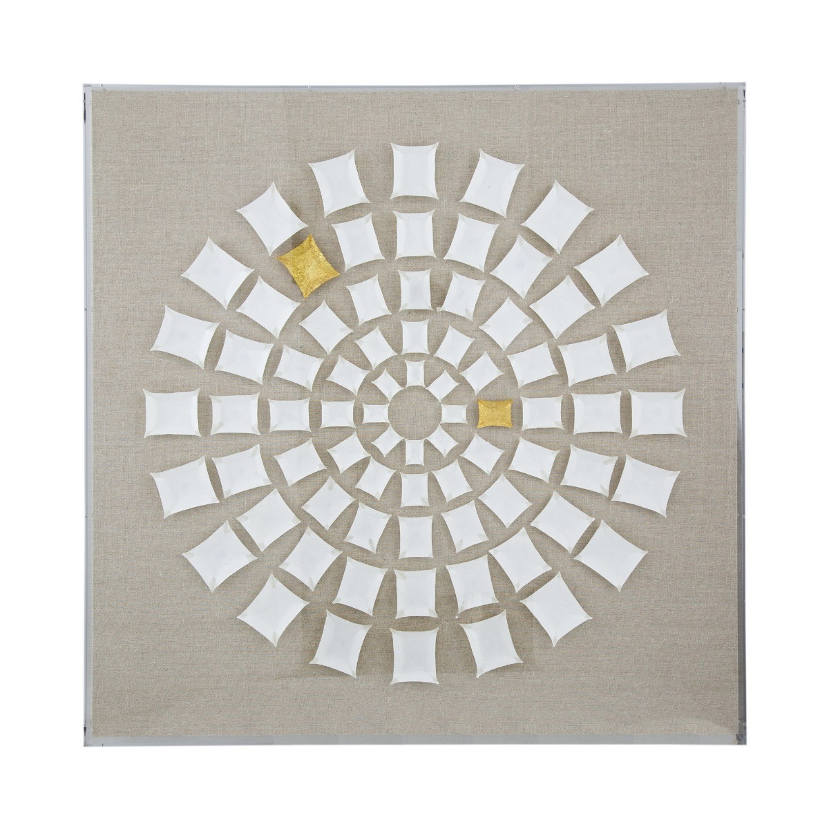 Artekko Artekko Mosaic Μπεζ Διακοσμητικός Πίνακας με Λευκή Χάρτινη Τεχνοτροπία σε Plexiglass Κορνίζα (90x5x90)cm 82807