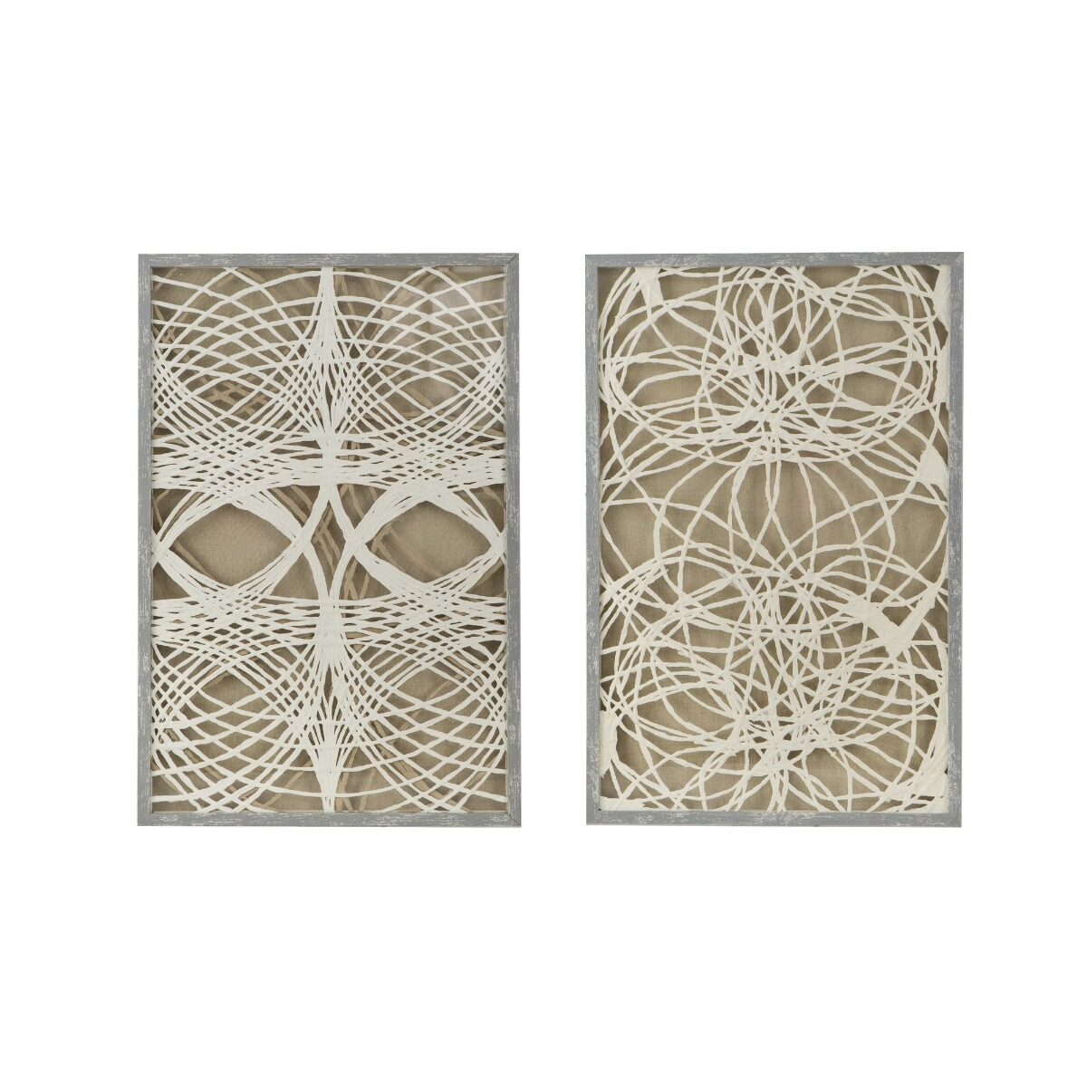 Artekko Artekko Mosaic Μπεζ Πίνακες με Χάρτινη Τεχνοτροπία σε Κορνίζα (60x90x3)cm 2pcs 82887