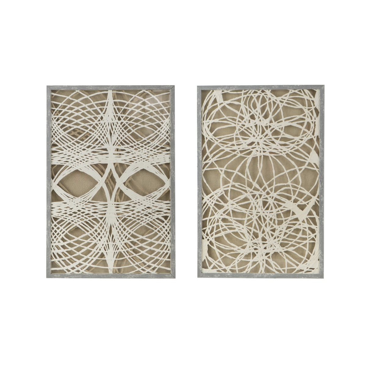 Artekko Artekko Mosaic Μπεζ Πίνακες με Χάρτινη Τεχνοτροπία σε Κορνίζα (60x90x3)cm 2pcs 82887