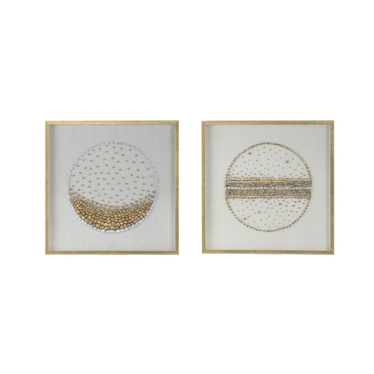 Artekko Artekko Mosaic Πίνακες με Διακοσμητικές Χρυσές Πέτρες σε Ξύλινη Κορνίζα (70x70x3)cm 2pcs 82892