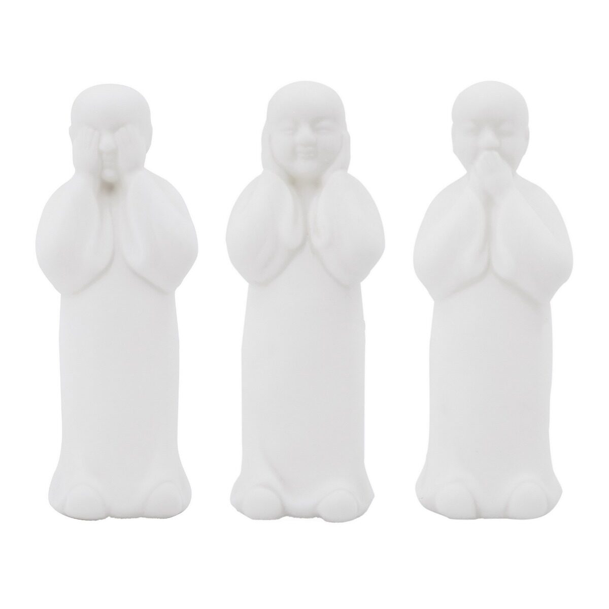 Artekko Artekko Buddha Monks Λευκά Επιτραπέζια Διακοσμητικά με Μοναχούς από Ρητίνη (9x7.5x25)cm 3pcs 83440