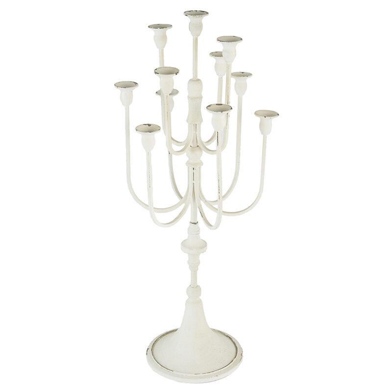 Artekko Artekko Taoct Μεταλλικό Κηροπήγιο σε Λευκή Πατίνα (33x27x75)cm 83628-DS