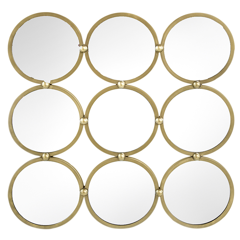 Artekko Artekko Mirror Μεταλλικός Χρυσός Καθρέπτης Τοίχου με Κύκλους (69x3.5x69)cm 83728-DS