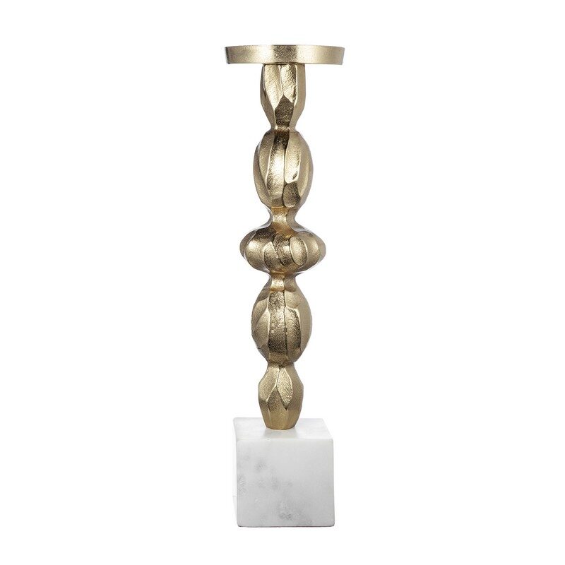 Artekko Artekko Marble Κηροπήγιο σε Βάση Μέταλλο Μάρμαρο Λευκό Χρυσό (11.5x11.5x43.5)cm 85580