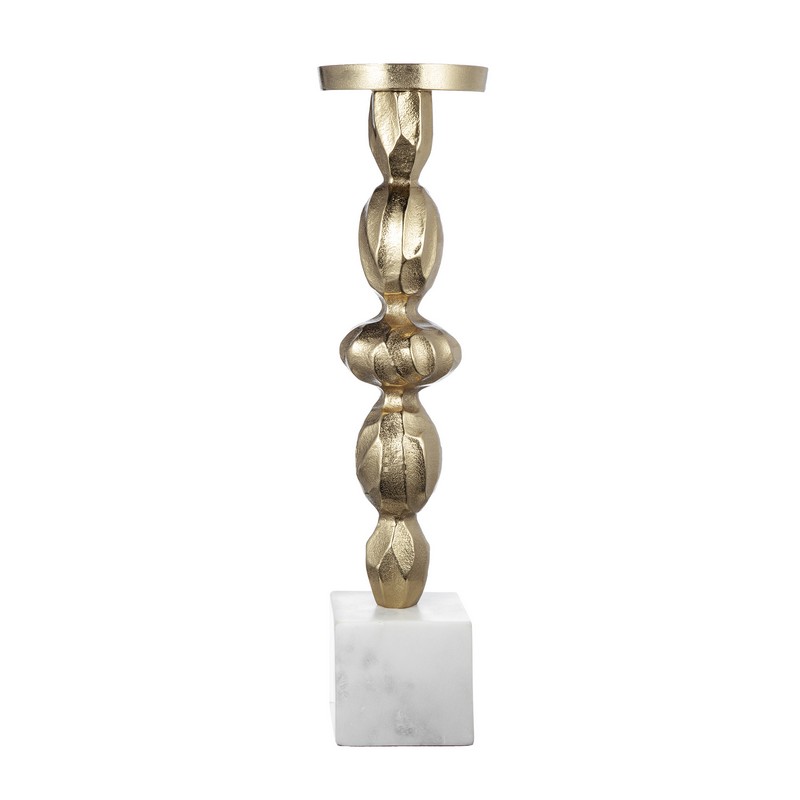 Artekko Artekko Marble Κηροπήγιο σε Βάση Μέταλλο Μάρμαρο Λευκό Χρυσό (11.5x11.5x43.5)cm 85580