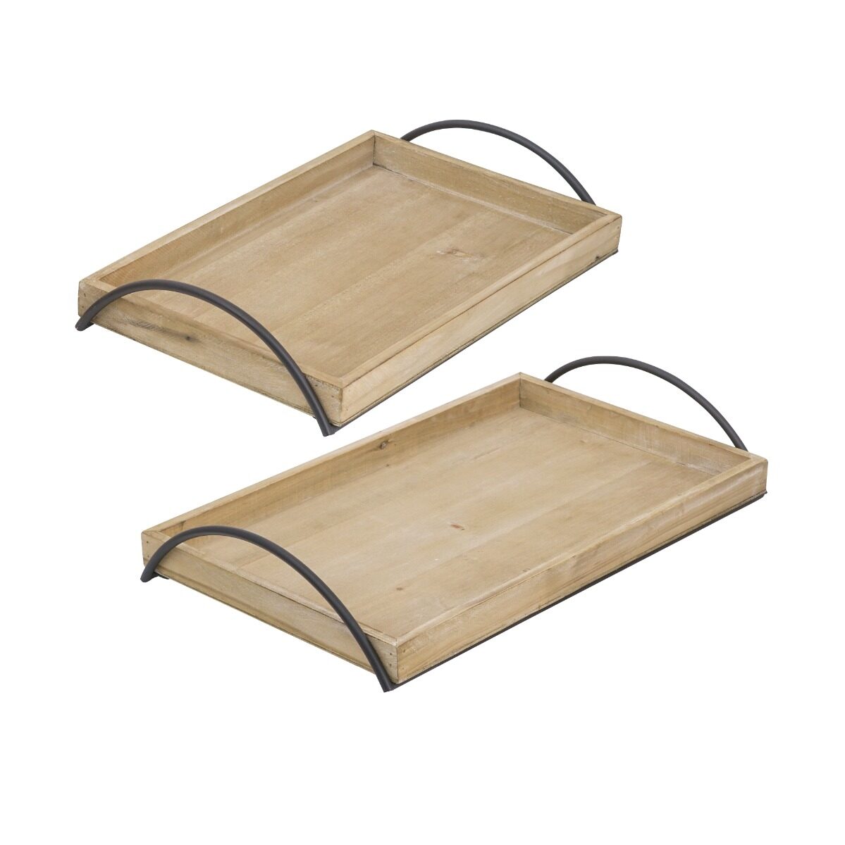 Artekko Artekko Tray Διακοσμητικός Δίσκος MDF/Μέταλλο Μπεζ/Μαύρο (49x31x9)cm Σετ/2 86669
