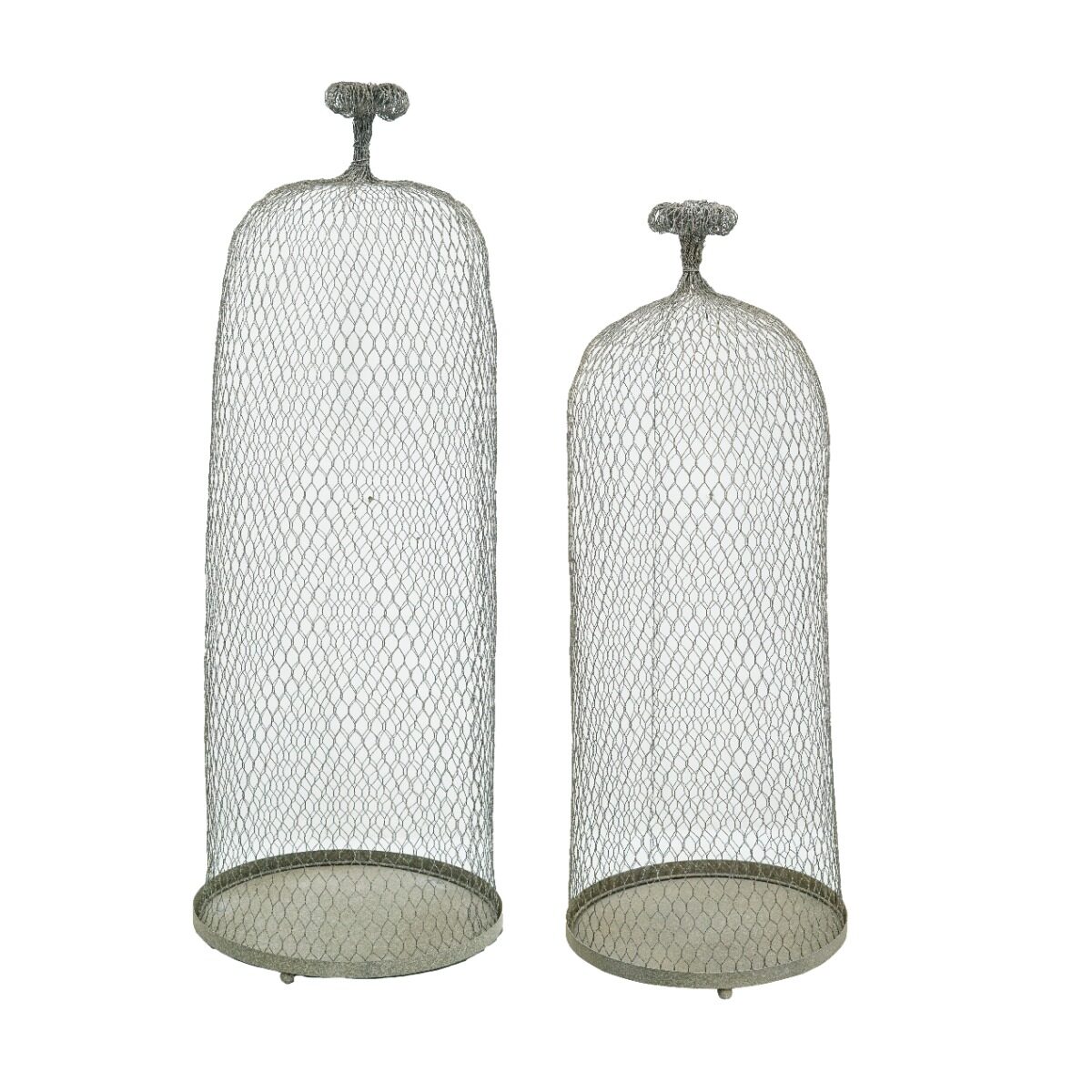 Artekko Artekko Cloche Γκρι Μεταλλικά Διακοσμητικά Φανάρια με Σύρμα (33x33x90)cm 2pcs 86676