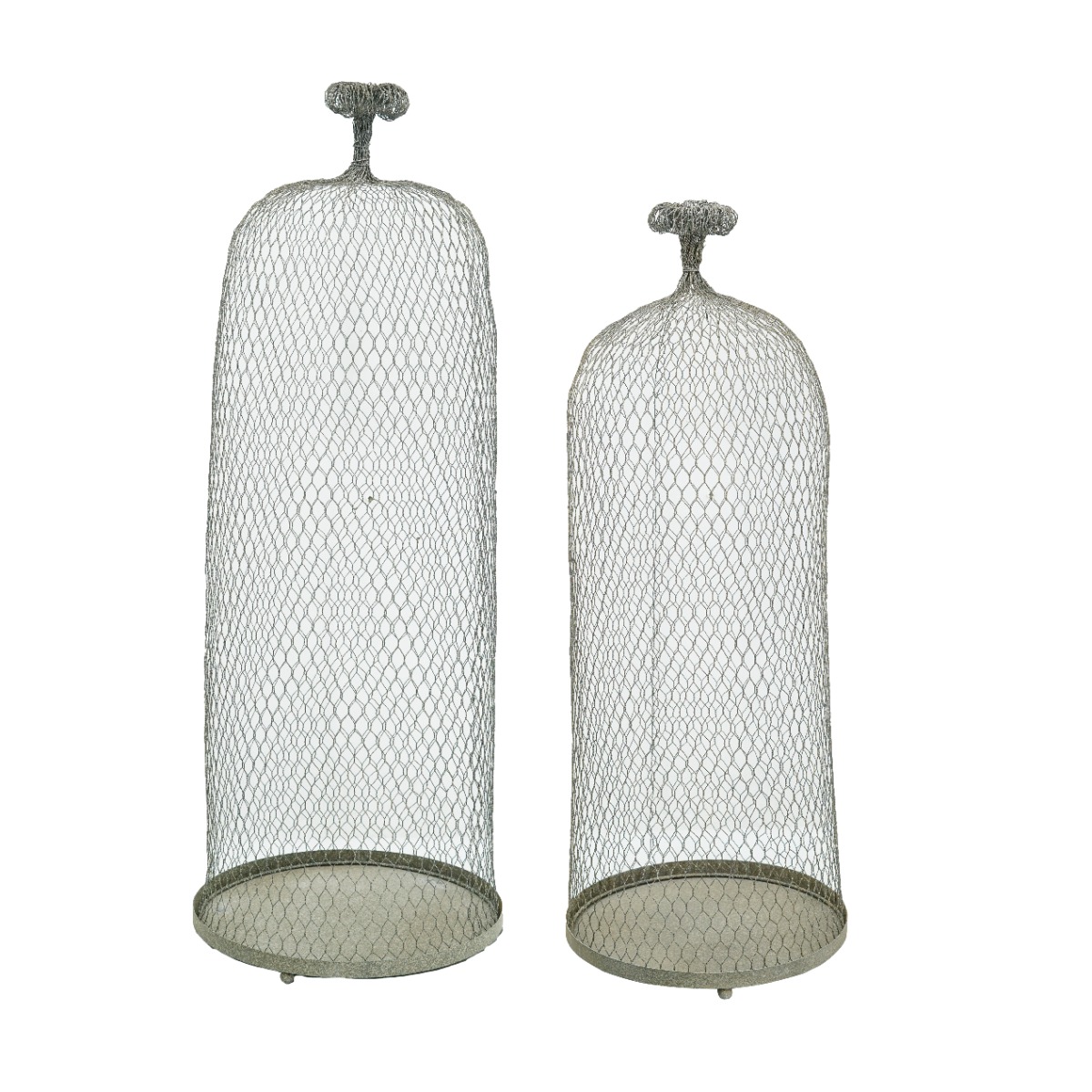 Artekko Artekko Cloche Γκρι Μεταλλικά Διακοσμητικά Φανάρια με Σύρμα (33x33x90)cm 2pcs 86676