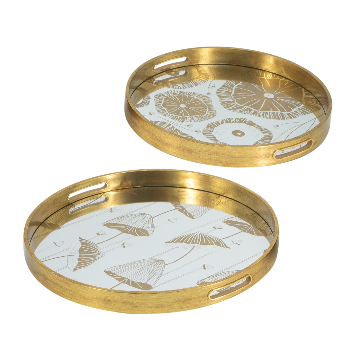 Artekko Artekko Tray Χρυσοί Πλαστικοί Διακοσμητικοί Δίσκοι με Καθρέπτη (45x45x4)cm 2pcs 86740